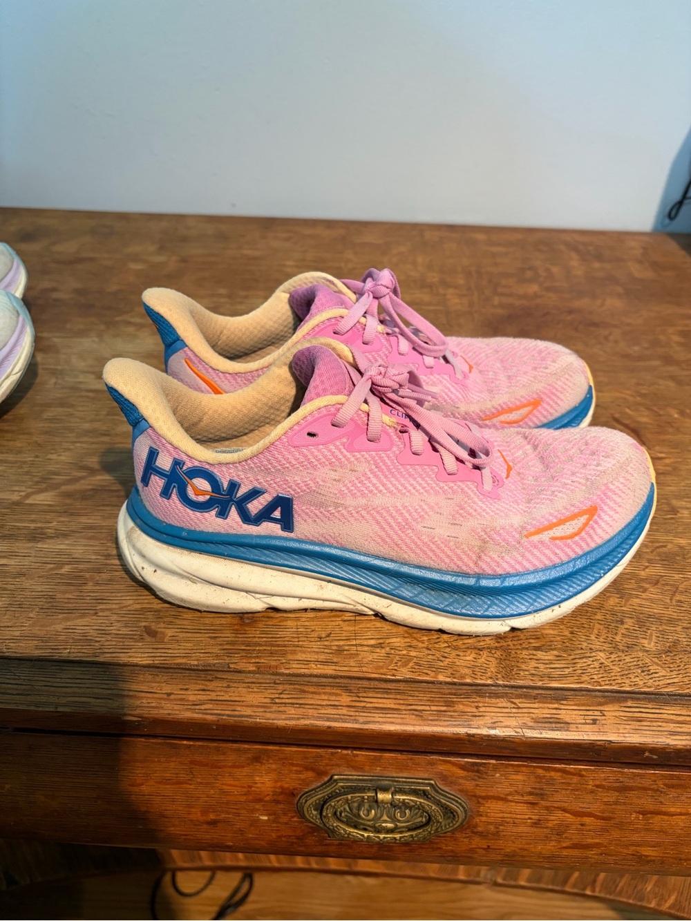 Hoka Pink and Blue Cushion Running Shoes